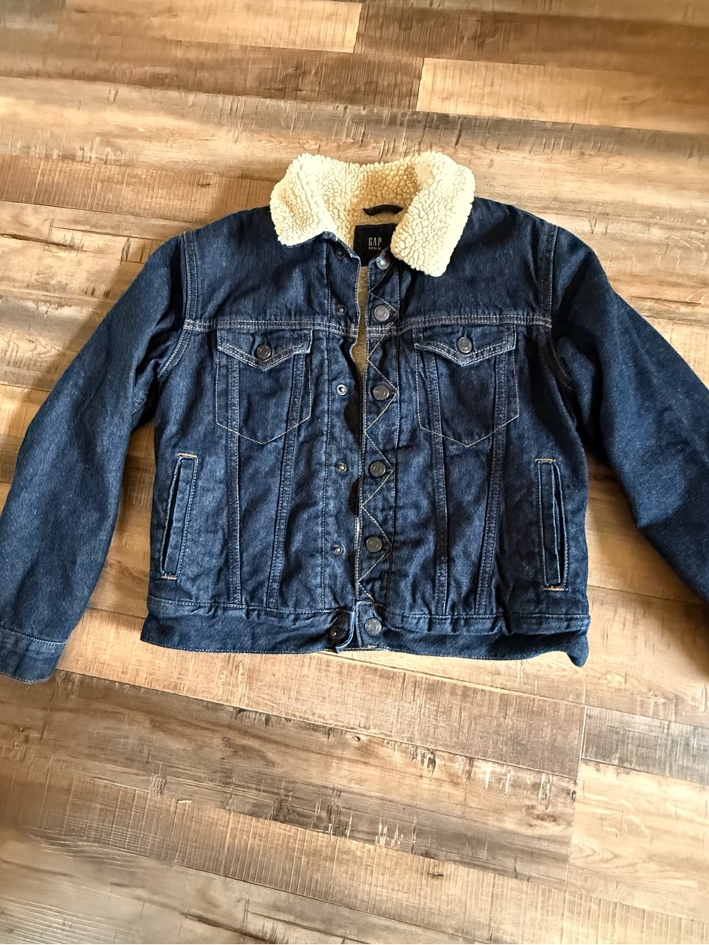 GAP Kids Denim Jacket with Tan Sherpa Lining Sz XL
